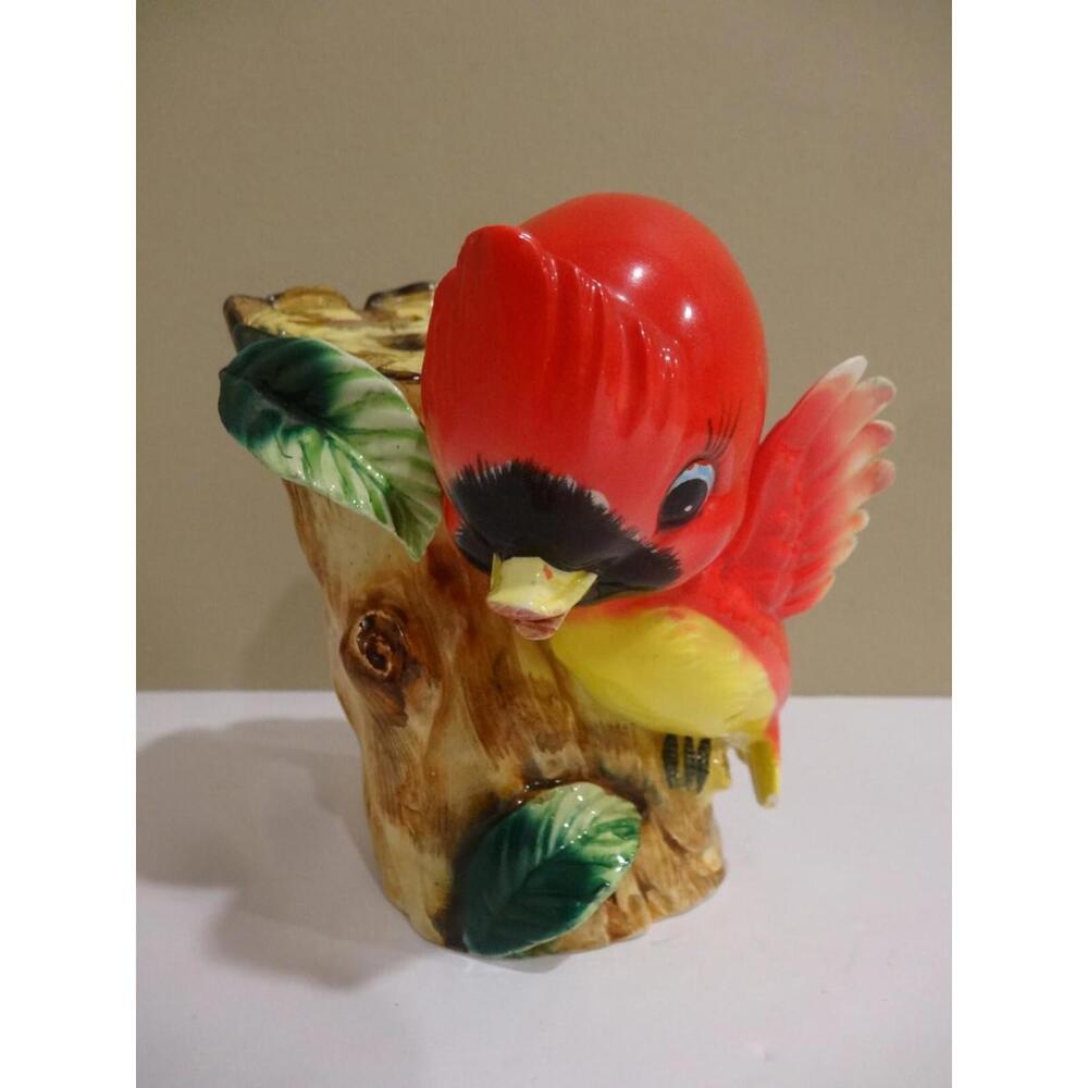 Vintage Lefton Bank Bird Log Figurine